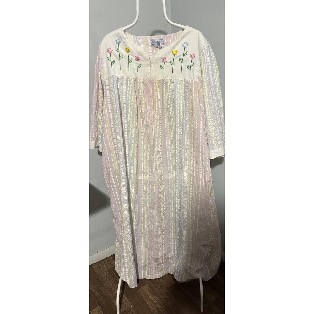 Vintage Woman Within House Dress Kaftan Muumuu Lounge Pajamas Size 2Xlg 3/4 Zip